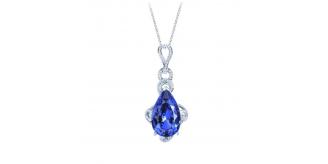 10 pcs - Blue Simulated Sapphire Teardrop Pendant Necklace|GCC019|UK SELLER