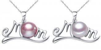 10 pcs - Mum Freshwater Pearl Pendant Necklace in Colour White and Purple– 2 Colours 5 Each|GCC073-white/purple|UK SELLER