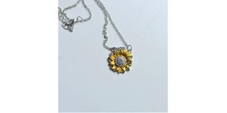 10 pcs - Sunflower Pendant Necklace Gold And Silver Tone With Crystals|GCC091|UK SELLER