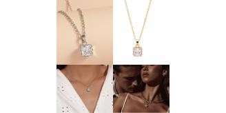10 pcs - Princess Cut Solitaire Crystal Pendant in Gold and Silver - 2 Colours 5 Each|GCC104-Gold/Silver|UK SELLER