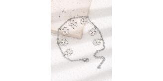 10 pcs - Silver Chain Anklet/Bracelet with Four-leaf Clover Charms|GCJA003-Silver|UK SELLER