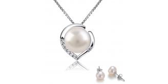20 pcs - Pearl Heart Crystal Silver Tone Pendant Necklace and Earrings Set (10 Sets)|GCJ543+GCJ231|UK SELLER