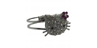 Wholesale Joblot Of 36 Silver Cat With Pink Flower Fashion Bracelets