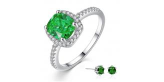 20 pcs - Vintage Emerald Green Zircon Crystal Ring and Stud Earrings Set - Random Ring Size - Total 10 Sets|GSV004GCJ048-Random Ring Size|UK SELLER