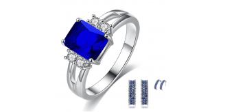 20 pcs - Trilogy Emerald Blue Crystal Ring and C Hoop Earrings Set - Random Ring Size - Total 10 Sets|GCJ017+GCJ032-Random Ring Size|UK SELLER