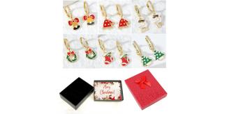 20 pcs - 2 Pairs of Cute Christmas Drop Earrings With Christmas Message Box - Random Colour - 10 Sets|GCJ186-Random Colour-XmasBox|UK SELLER