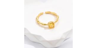 10 pcs - Bamboo Princess Cut Yellow Zirconia Crystal Open Ring Adjustable|GCJ375|UK SELLER