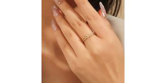 10 pcs - Love Heart Zircon Crystal Open Ring Adjustable|GCJ376|UK SELLER