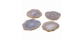 Job Lot of 6 X Agata 4 Piece Coaster Set made from Real Agate & Gold Foil