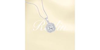 925 Sterling Silver 2 Carats Classic  Round Cut Moissanite Diamond， Two circles of Austrian crystal surround the main stone