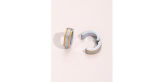 10 pcs - Stainless Steel Two Tone Crystal Stud Earrings Ear Clip Cuff Non Pierced|GCJ553|UK SELLER