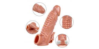 10pcs - Huge Penis Extender Sleeve Elephant Ball Vibrator Realistic Texture G-Spot clitoral - 5 with Battery and 5 Without, Total 10pcs|GCAP132-Batter