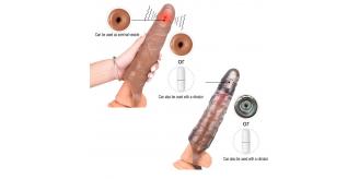 10pcs - Mixed Colour Huge Penis 6cm Extender Sleeve Dildo Vibrator Realistic Texture - 5 with Battery and 5 Without, Total 10pcs|GCAP134-Battery|UK SE