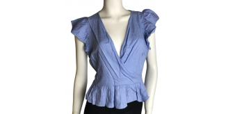 One Off Joblot of 8 Ladies Ex-Chain Store Linen Blend Sky Blue Blouses