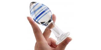 10pcs - Blue Wave Head Anal Butt Plug G-Spot Clear Glass Dildo|GCAP169|UK seller