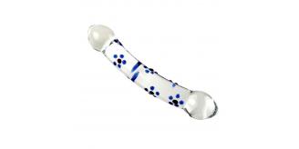 10pcs - Double Heads Blue Flower Spots Anal Butt Plug Clear Glass Dildo|GCAP175|UK seller