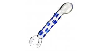 10pcs - Blue Spots Transparent Glass Dildo With Ring Handle|GCAP176|UK seller