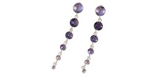 10pcs - Round Purple Crystal Dangle Drop Chain Earrings|GCJ440|UK seller