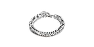 10pcs - Men Lobster Clasp Double Curb Link Bracelet in Silver Tone|GCJ433|UK seller
