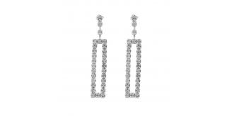 10pcs - Elegant Sparkling Crystal Rectangle Drop Earrings In Silver Tone|GCJ444|UK seller