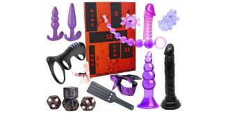 5 Boxes - Sex Toy Bundle Beginner Kit Butt Anal Plug Penis Ring and Bondage Adult Game Fetish Deluxe Advent Calendar - 12PC Each Boxes|GCAPSET038-Blac