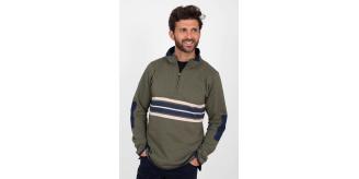 Job Lot of 13 Brakeburn Men's Green Stripe Quarter Zip Sweatshirt