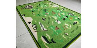 Little World Green Maps Polyester Area Rug Children Room Latex Anti-Slip Rug 120 x 80 cm