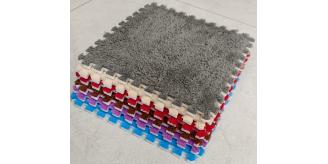 (Grey) 10pcs EVA Foam Soft & Shaggy Floor Mats Interlocking Rug Tiles - Puzzle Mat