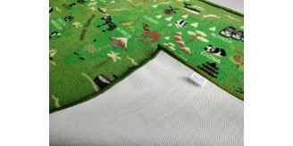 Little Animal World Map Green Polyester Area Rug for Children Room 150 x 80 cm
