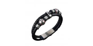 10pcs-Stylish Men’s Black Leather Beads Bracelet In Baseball Pattern|GCJ447-Baseball-Plain|UK seller