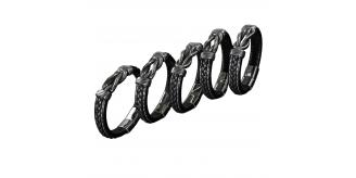 10pcs-Stylish Men’s Black Leather Stainless Steel Infinity Knot Bracelet With Engraved Messages (2pcs Each)|GCJ449|UK seller