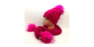 Set of 2 Ladies Girls Fleeced Lined Faux Fur Hat & Scarf Outdoor Warmer - 50 set  mix