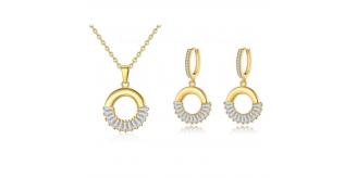 10 Sets-Gold Tone Crystal Round Crystal Pendant Necklace and Earrings Jewellery Set|GCJ607-Necklace&Earrings|UK seller