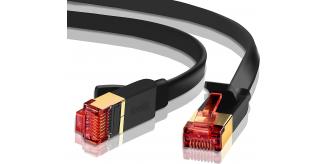 20M CAT7 Ethernet Gigabit Lan Network Cable FLAT BLACK (BOX = 35 UNITS)