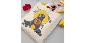 50 Wholesale Sun Bear Tote Bags, Canvas Tote Bags, Bulk Buy Totes, Job Lot, Surplus stock