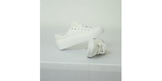 Women's White Casual Trendy Lace Up Trainers 