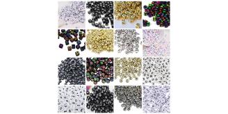 Assorted Alphabet Letter Beads - Joblot - 1000pcs - Gold Silver Black White