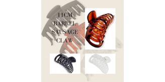 60 Sets of 3 Pieces (180 items) 11cm Barrel Sausage Claw in Tort, Black and Clear