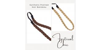 100 Set of 2 (200 units) Synthetic Plaitted Hair Bandeau - Blonde and Brown