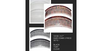 300 Sets of 2 Piece 12cm / 4.7" Large Plastic Hair Comb Combs - Black, Tort and Clear
