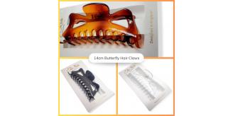 240 Large Hair Claw - 14cm Long - Tort Brown, Clear and Black