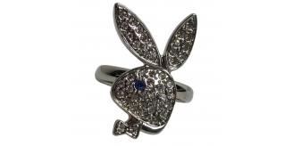 Wholesale Joblot of 50 Ladies Playboy Adjustable Silver Bunny Logo Rings