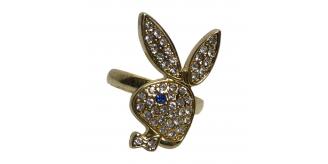 Wholesale Joblot of 50 Ladies Playboy Adjustable Gold Bunny Logo Rings