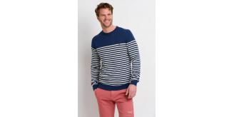 Job Lot of 2 Brakeburn Men's Navy Stripe Crew Neck Jumper