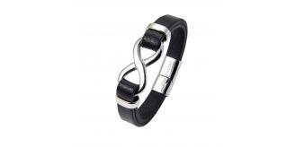 10pcs - Men’s Stylish Black Leather Stainless Steel Infinity Bracelet|GCJ452-Infinity-Love Forever|UK seller