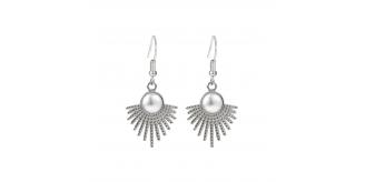 10pcs-Women Round Faux Pearl Fan Shape Hook Earrings in Silver Tone|GCJ610|UK seller