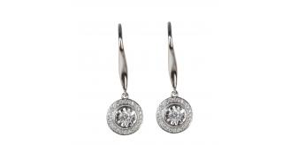 10pcs-Sparkly Round Cubic Zirconia Silver Tone Hook Drop Earrings|GCJ707|UK seller