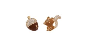 10pcs-Sparkly Crystal Squirrel and Acorn Stud Earrings|GCJ710|UK seller