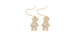 10pcs-Crystal Bear Drop Dangle Earrings in Gold Tone|GCJ711|UK seller