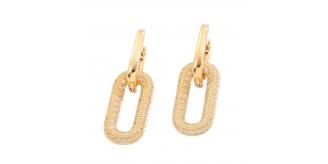 10pcs-Sparkly Crystal Interlocking Chain Hoop Drop Earrings in Gold Tone|GCJ713|UK seller